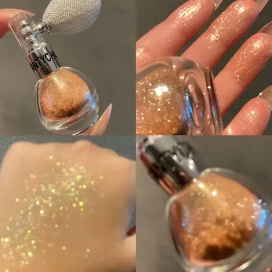 Diamond Highlighter Powder Spray Waterproof High Gloss Glitter Body Bronzer Highlight Powder Face Contour Illuminator Makeup Glow Cosmetic Radiant